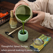 6 Piece Premium Matcha Set (Porcelain Bowl with Spout, Whisk, Scoop, Sifter and Spoon)