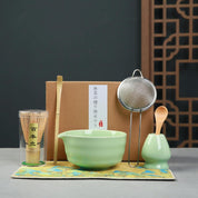 6 Piece Premium Matcha Set (Porcelain Bowl with Spout, Whisk, Scoop, Sifter and Spoon)