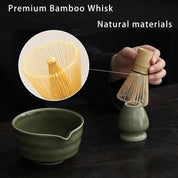 6 Piece Premium Matcha Set (Porcelain Bowl with Spout, Whisk, Scoop, Sifter and Spoon)