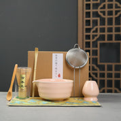 6 Piece Premium Matcha Set (Porcelain Bowl with Spout, Whisk, Scoop, Sifter and Spoon)