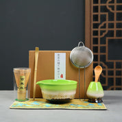 6 Piece Premium Matcha Set (Porcelain Bowl with Spout, Whisk, Scoop, Sifter and Spoon)