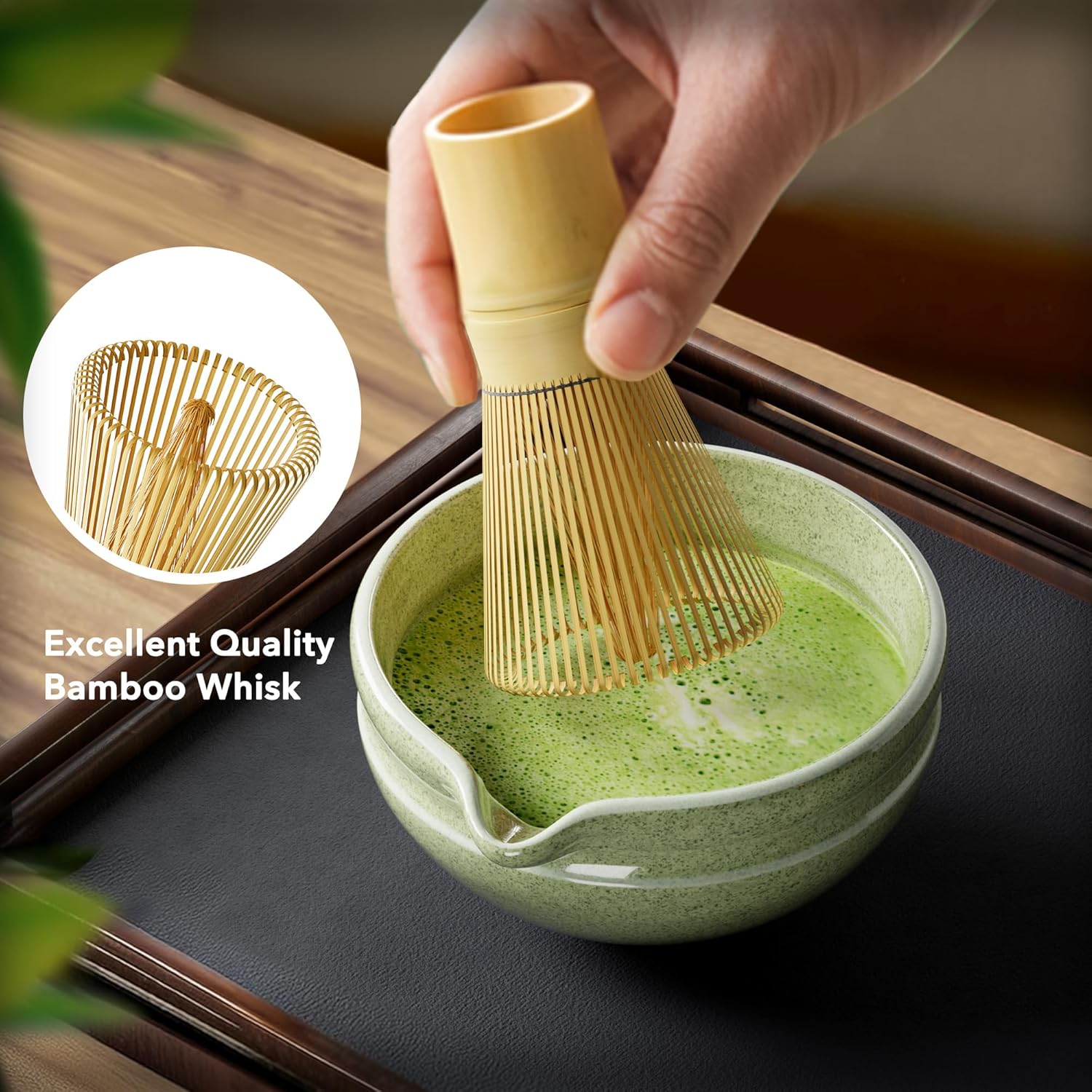 7 Piece Premium Matcha Set (Bowl, Whisk, Whisk Stand, Scoop, Sifter, Tea Cloth, Spoon)
